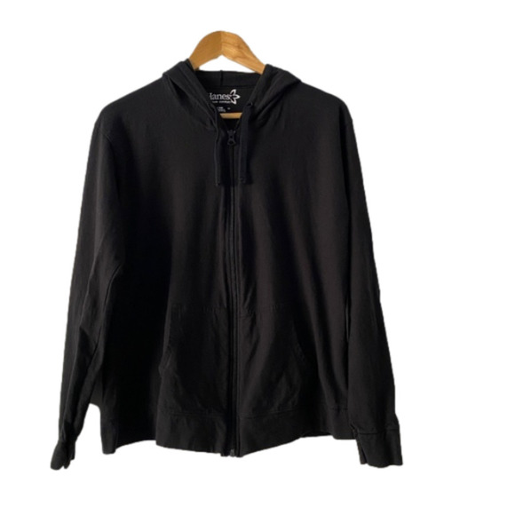 𝅺HANES live, love, comfort long sleeve full zip light weight black hoodie - Picture 1 of 5